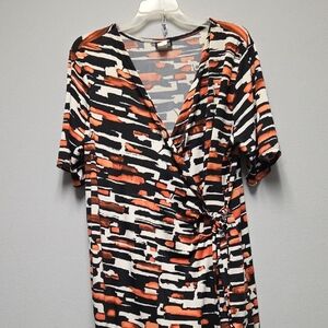Stylish Orange and Black Wrap Dress